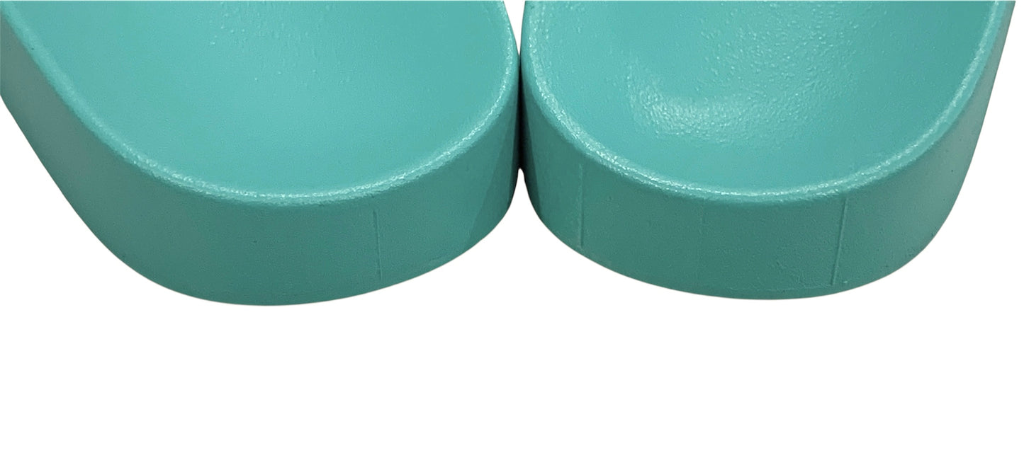 Turquoise Faux Fur Rhinestone Slides - Comfy Crystal Slip-On Slippers