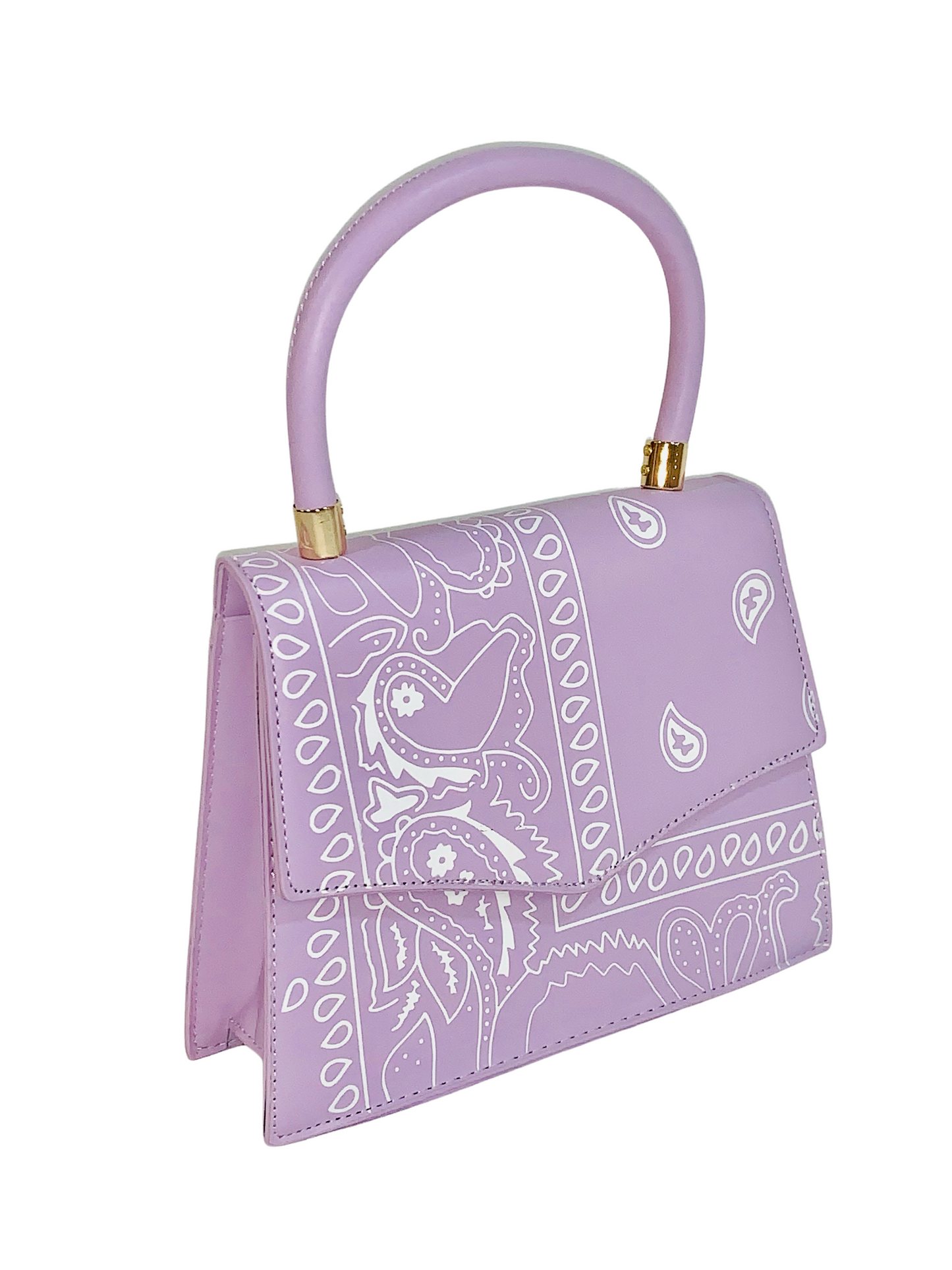 Purple Bandana Top Handle Purse - Paisley Print Crossbody Handbag