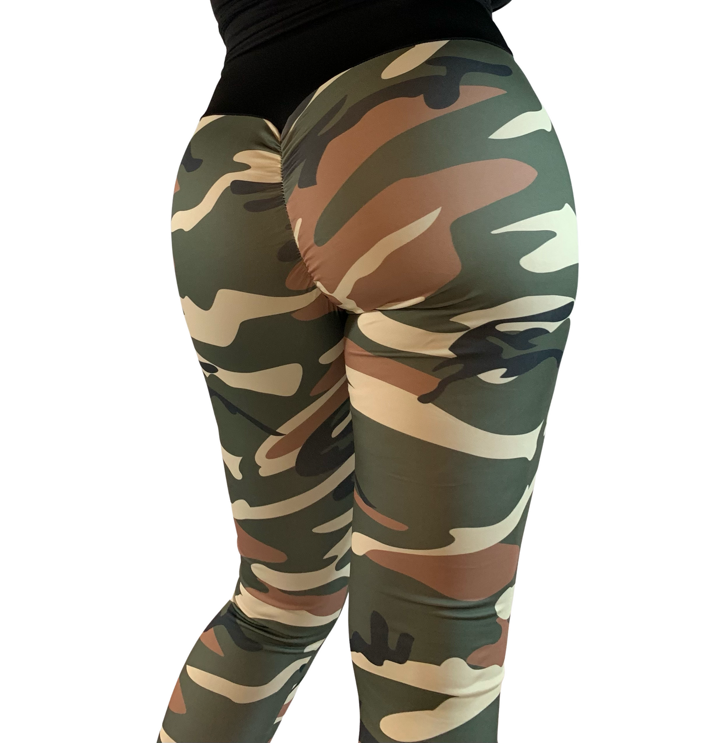 Camouflage Green Scrunch Leggings - Yoga - Workout - Casual