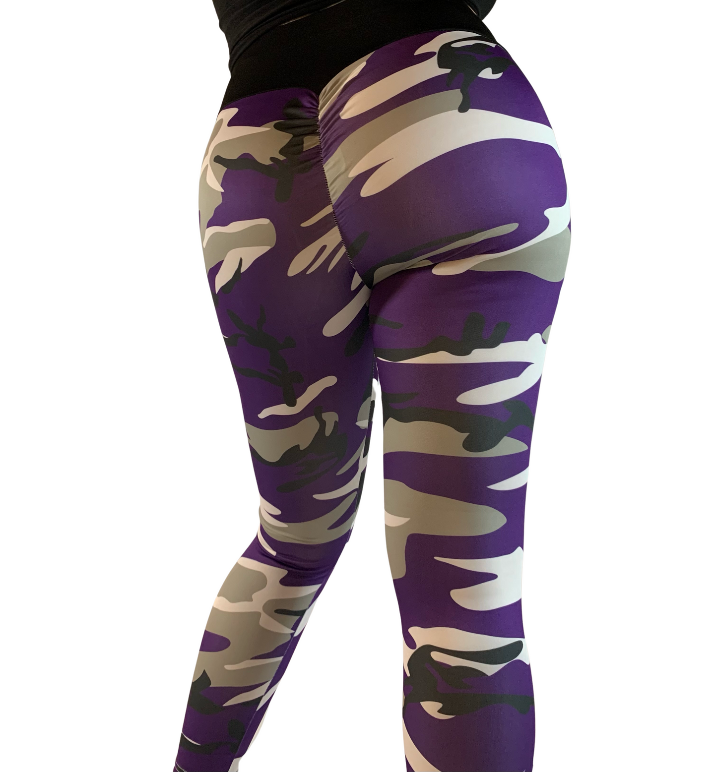 Camouflage Purple Scrunch Leggings - Yoga - Workout - Casual