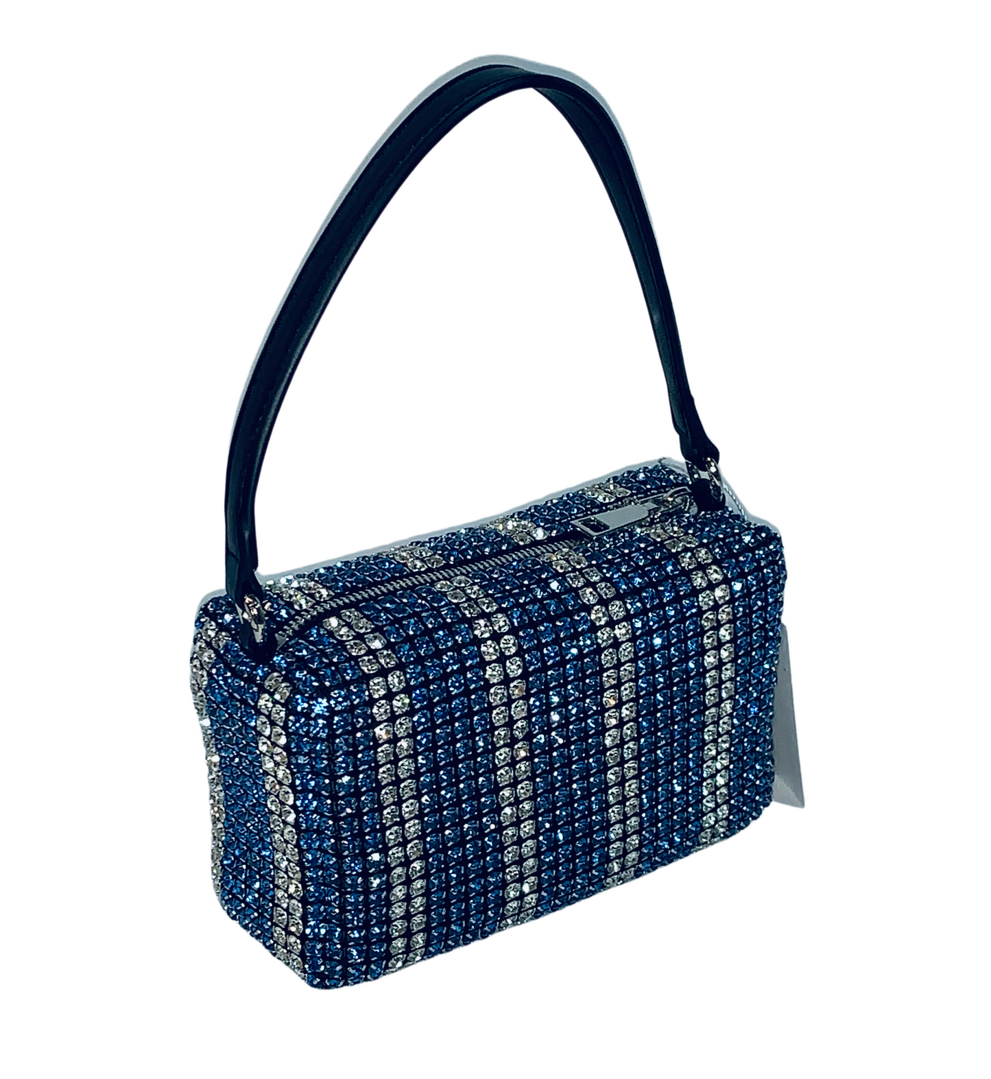 Blue Crystal Rhinestone Shoulder Bag - Sparkling Crossbody Handbag