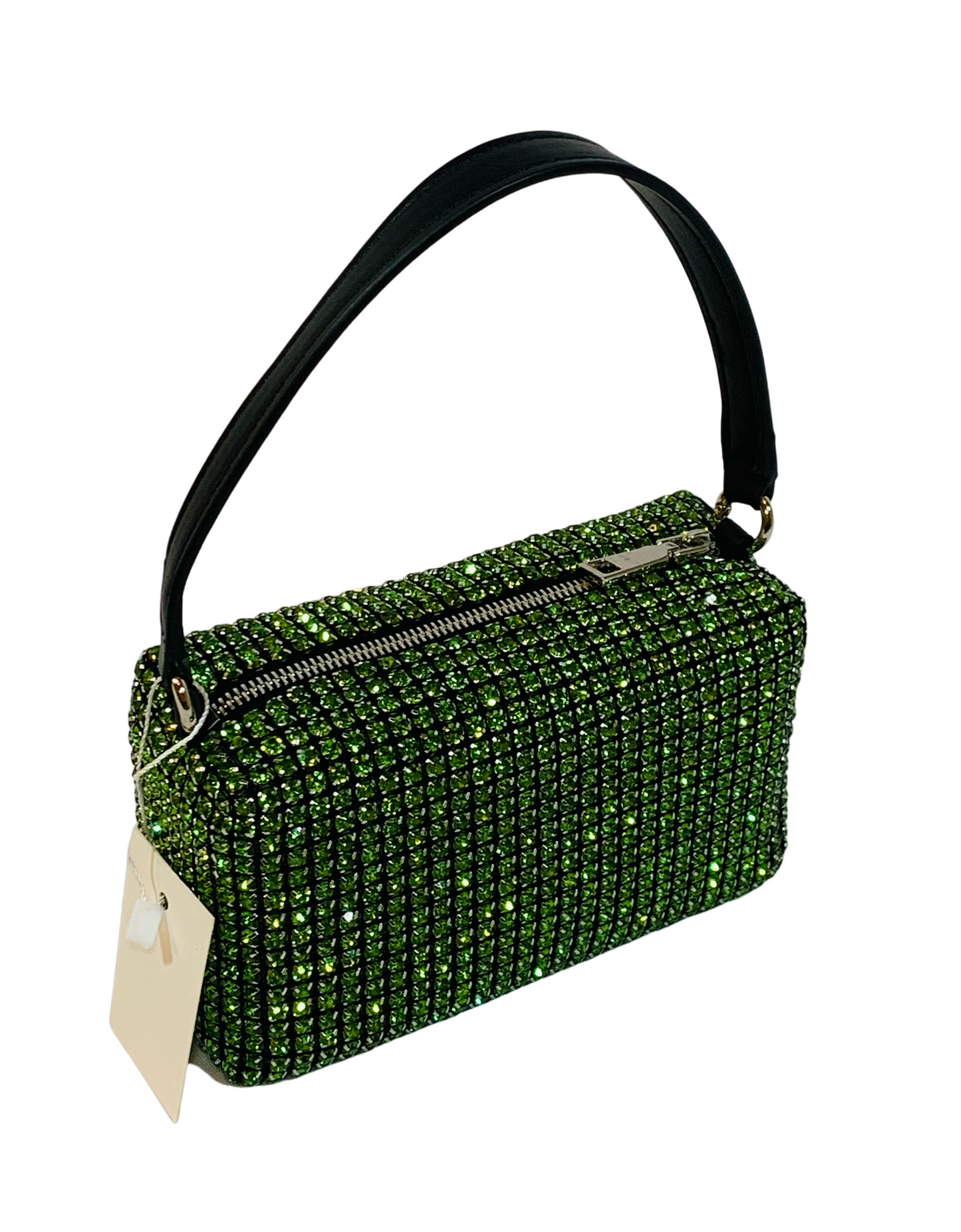 Green Crystal Rhinestone Shoulder Bag - Sparkling Crossbody Handbag