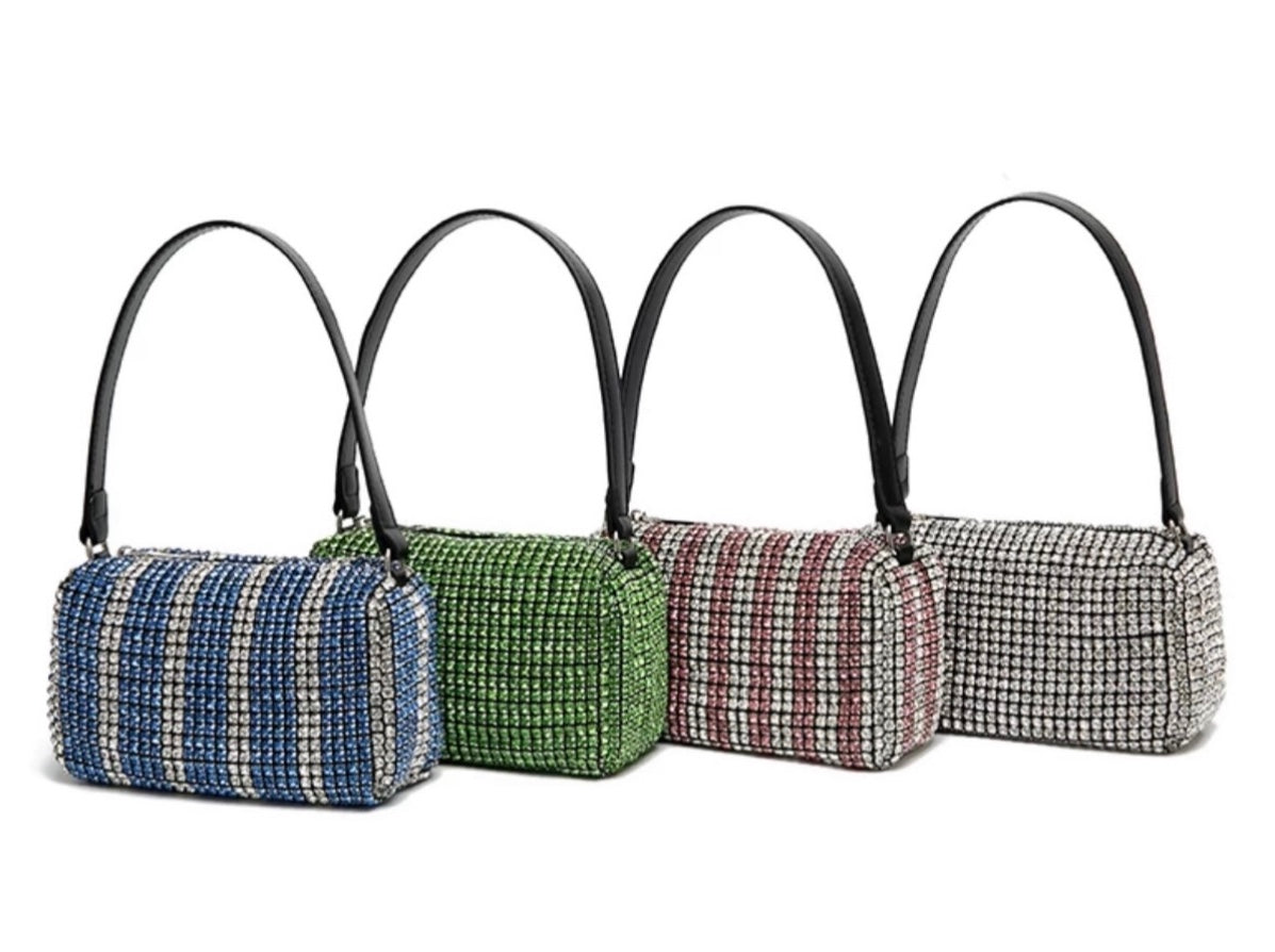 Silver Crystal Rhinestone Shoulder Bag - Sparkling Crossbody Handbag