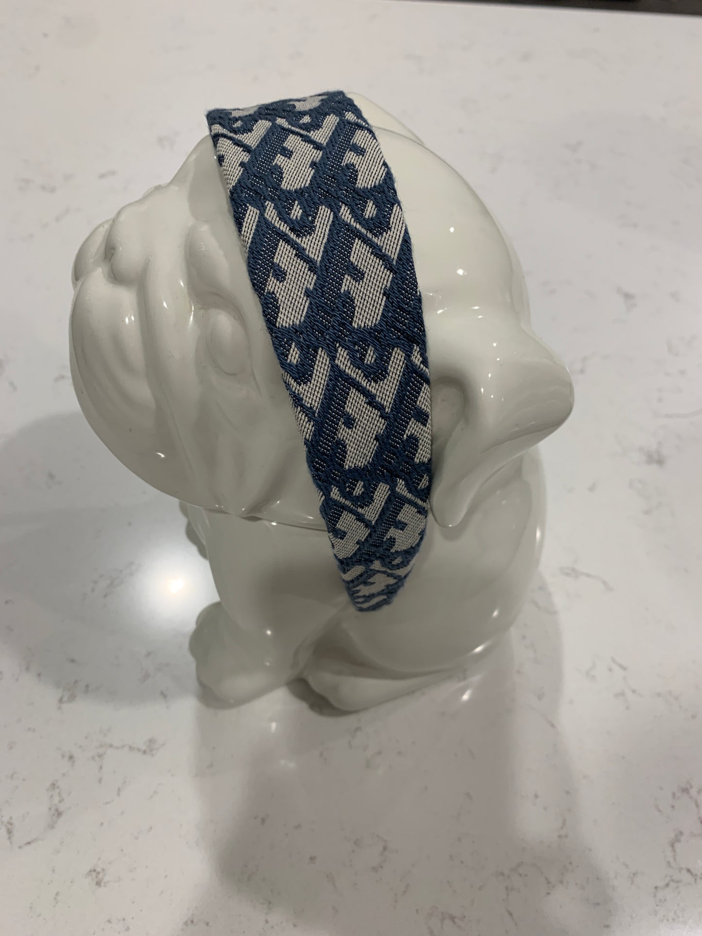 Fashion Headband - Luxury Wide Letter Headband - Blue Fabric Headband