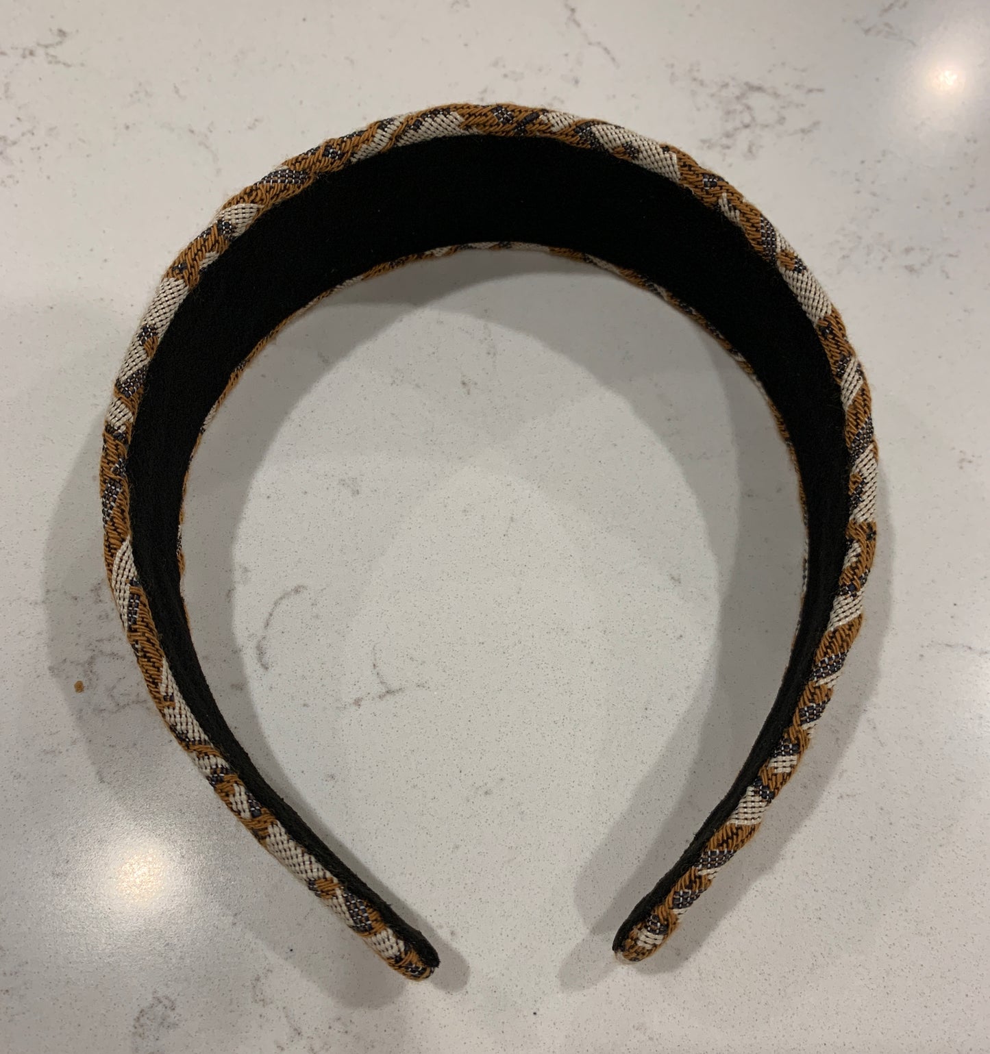 Fashion Headband - Luxury Wide Letter Headband - Gold Fabric Headband
