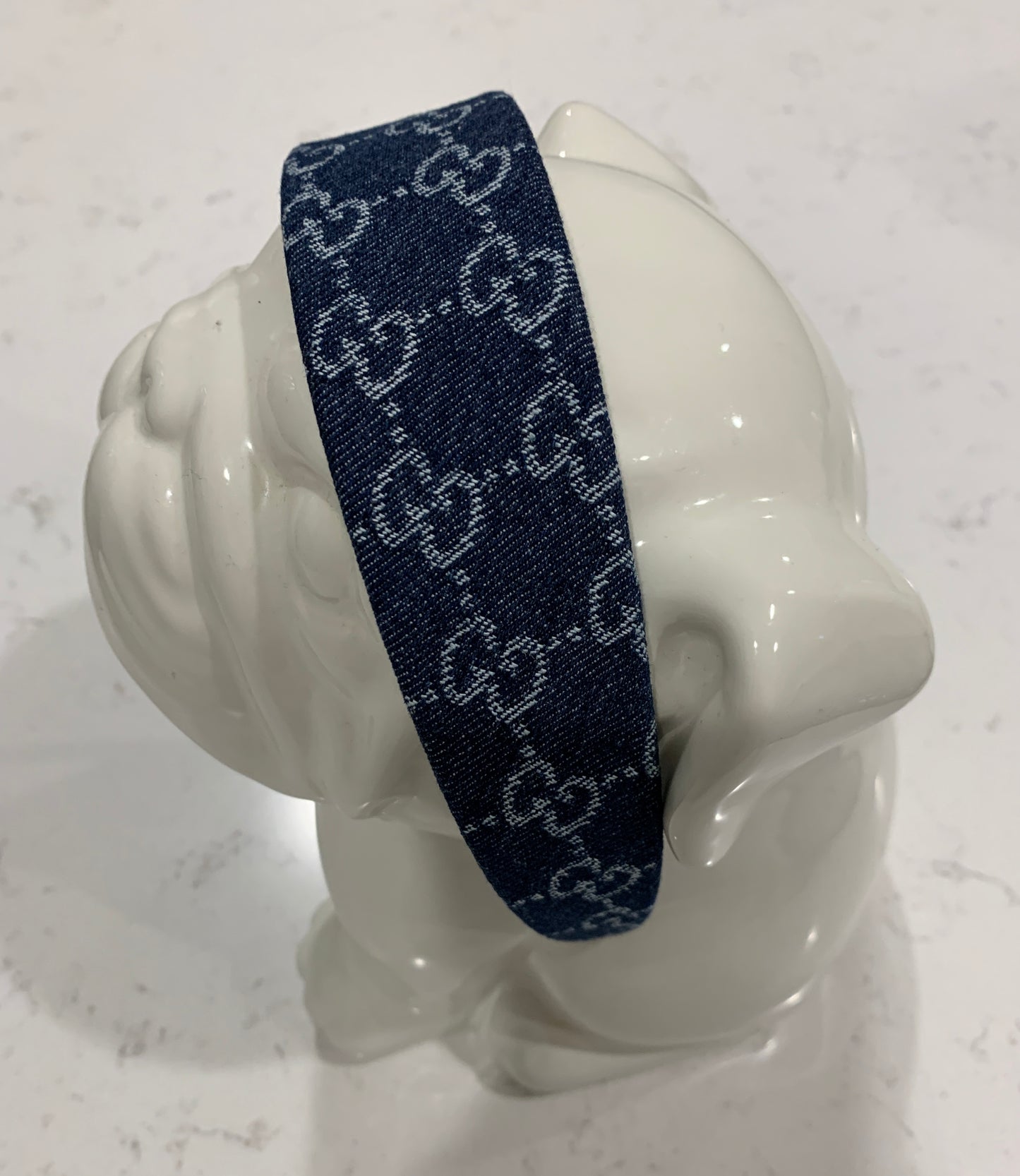 Fashion Headband - Luxury Wide Letter Headband - Dark Blue Fabric Headband