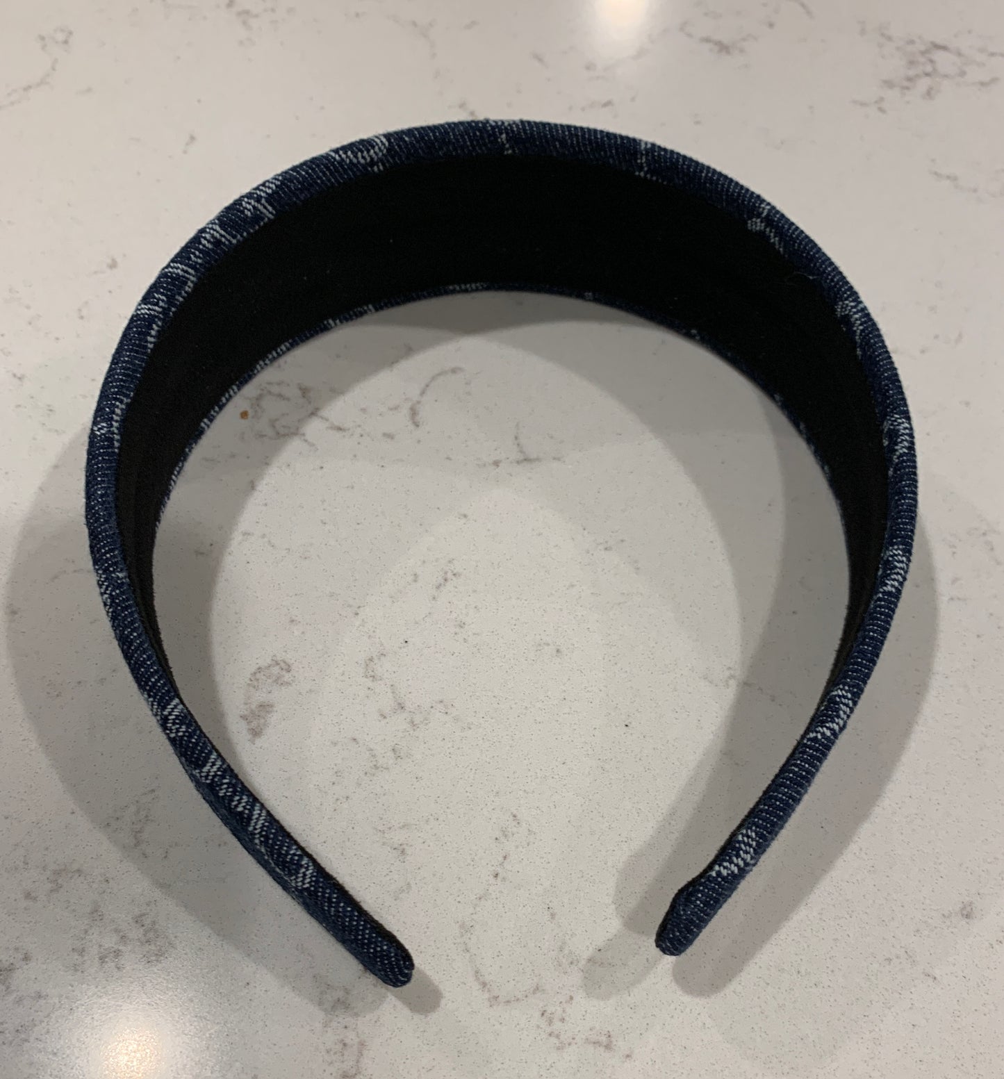 Fashion Headband - Luxury Wide Letter Headband - Dark Blue Fabric Headband