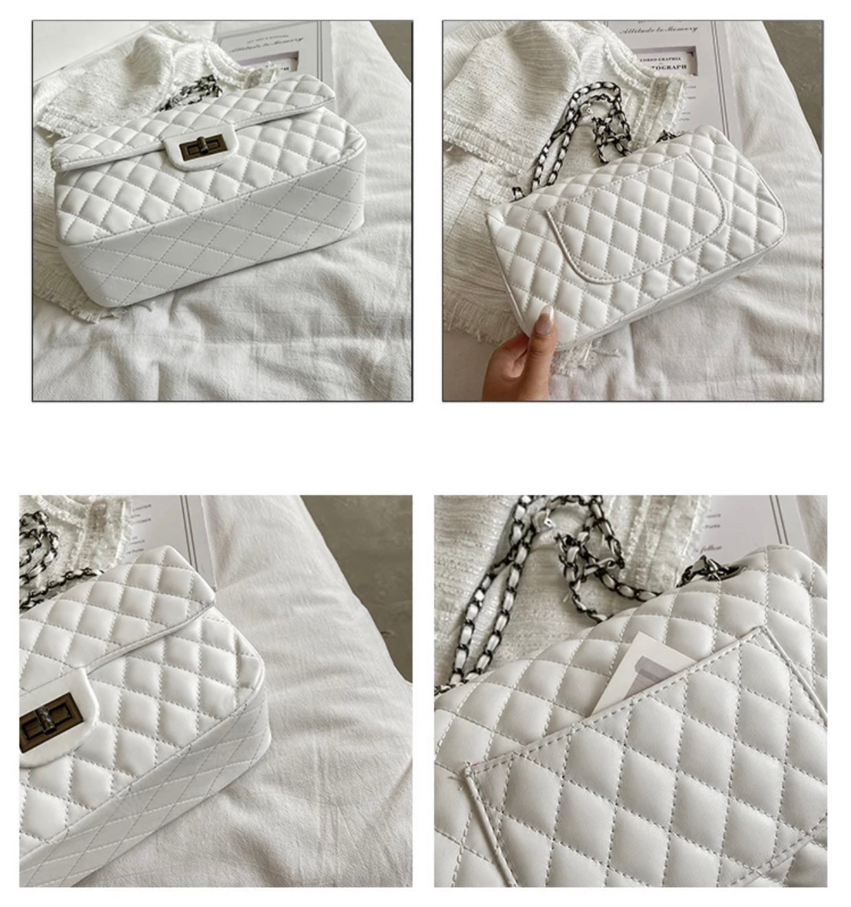 Red Quilted Chain Shoulder Bag - Classic Crossbody Handbag