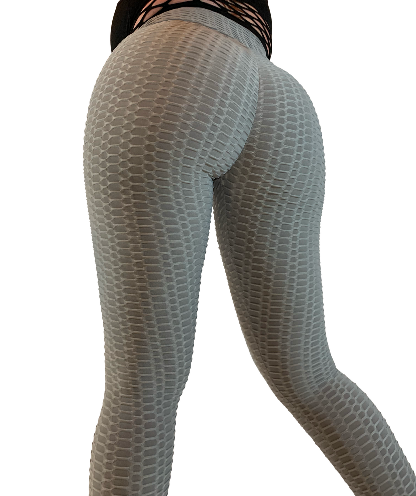 Textured Gray Scrunch Leggings - Yoga - Workout - Casual