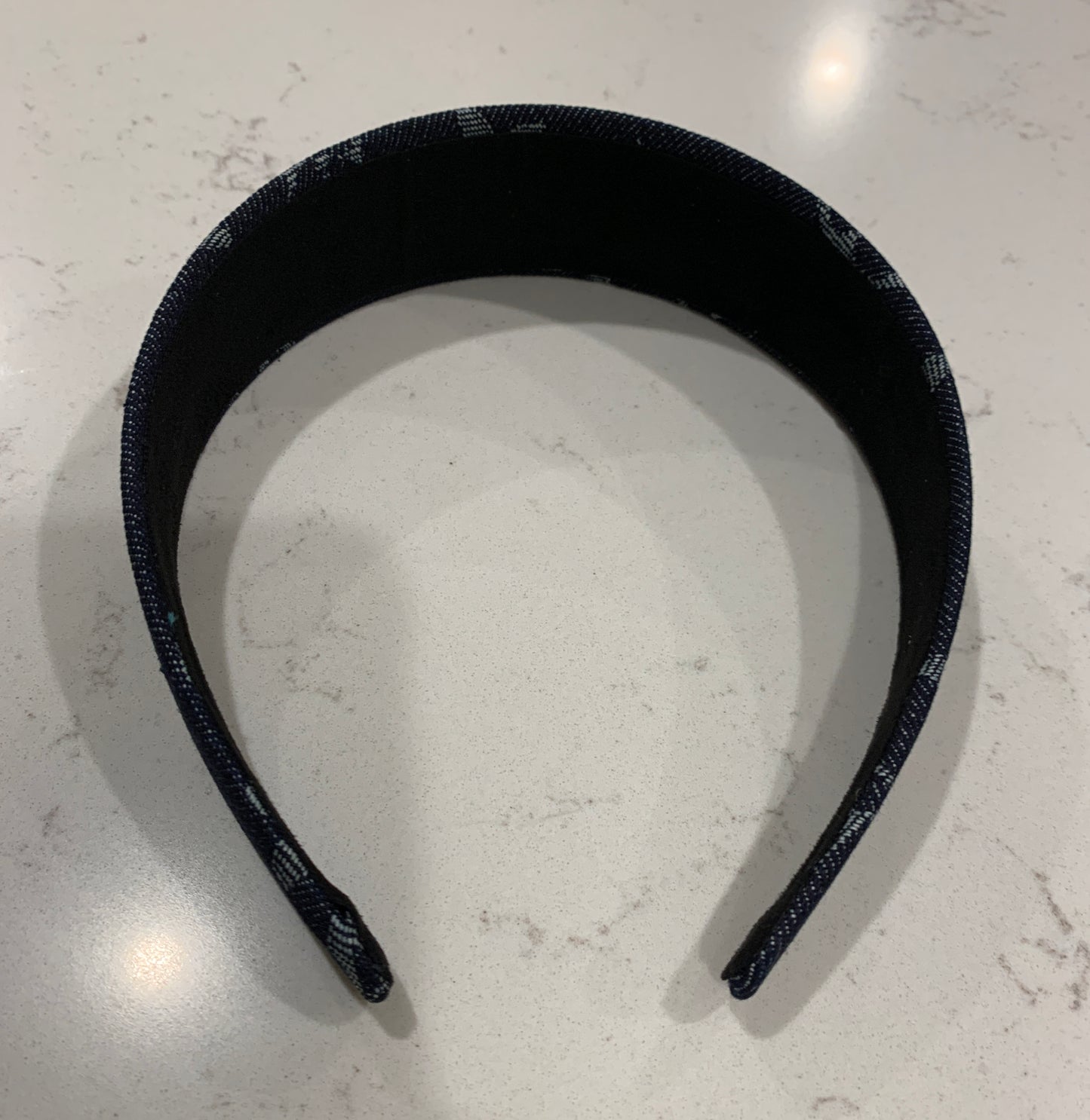 Fashion Headband - Luxury Wide Letter Headband - Dark Blue Fabric