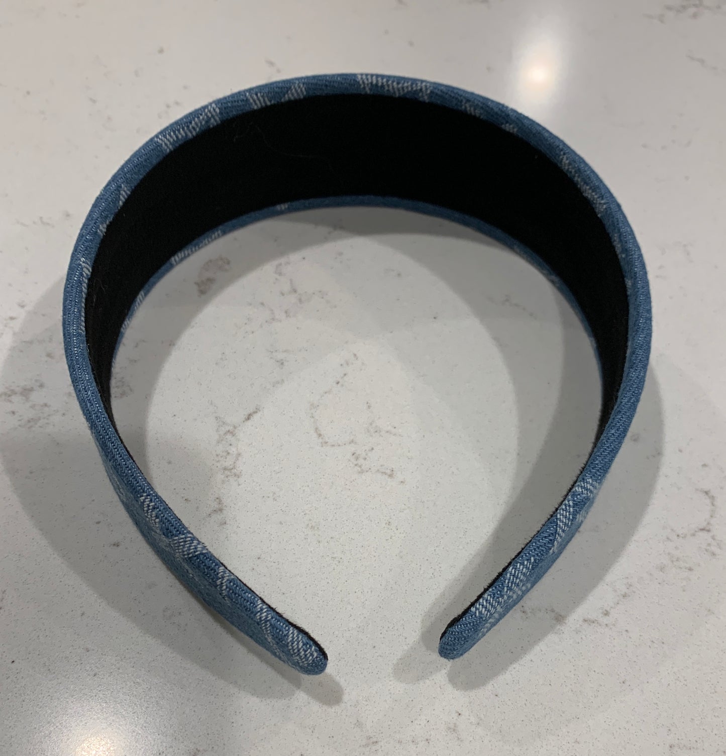 Fashion Headband - Luxury Wide Letter Headband - Light Blue Fabric