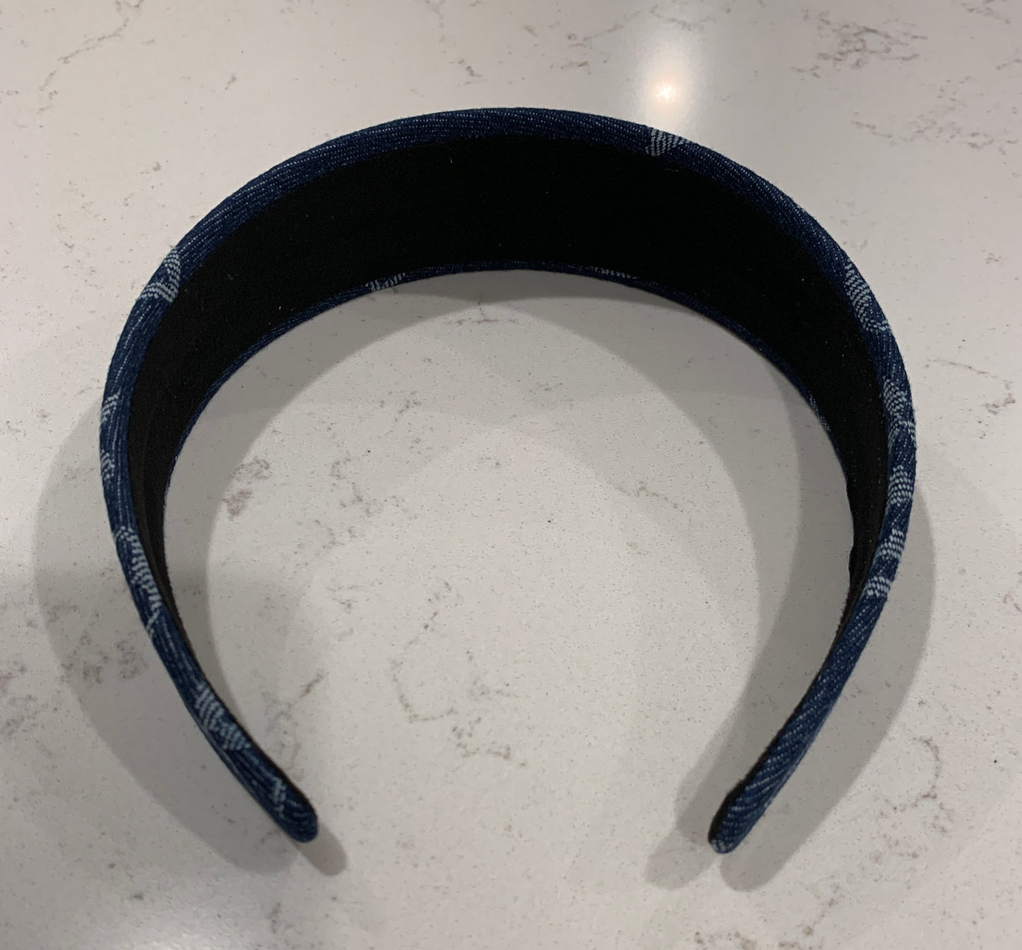 Fashion Headband - Luxury Wide Letter Headband - Medium Blue Fabric