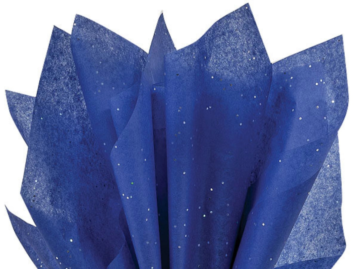 Premium Blue Glitter Tissue Paper Sheets - Sparkle Gift Wrap (100 Pack)