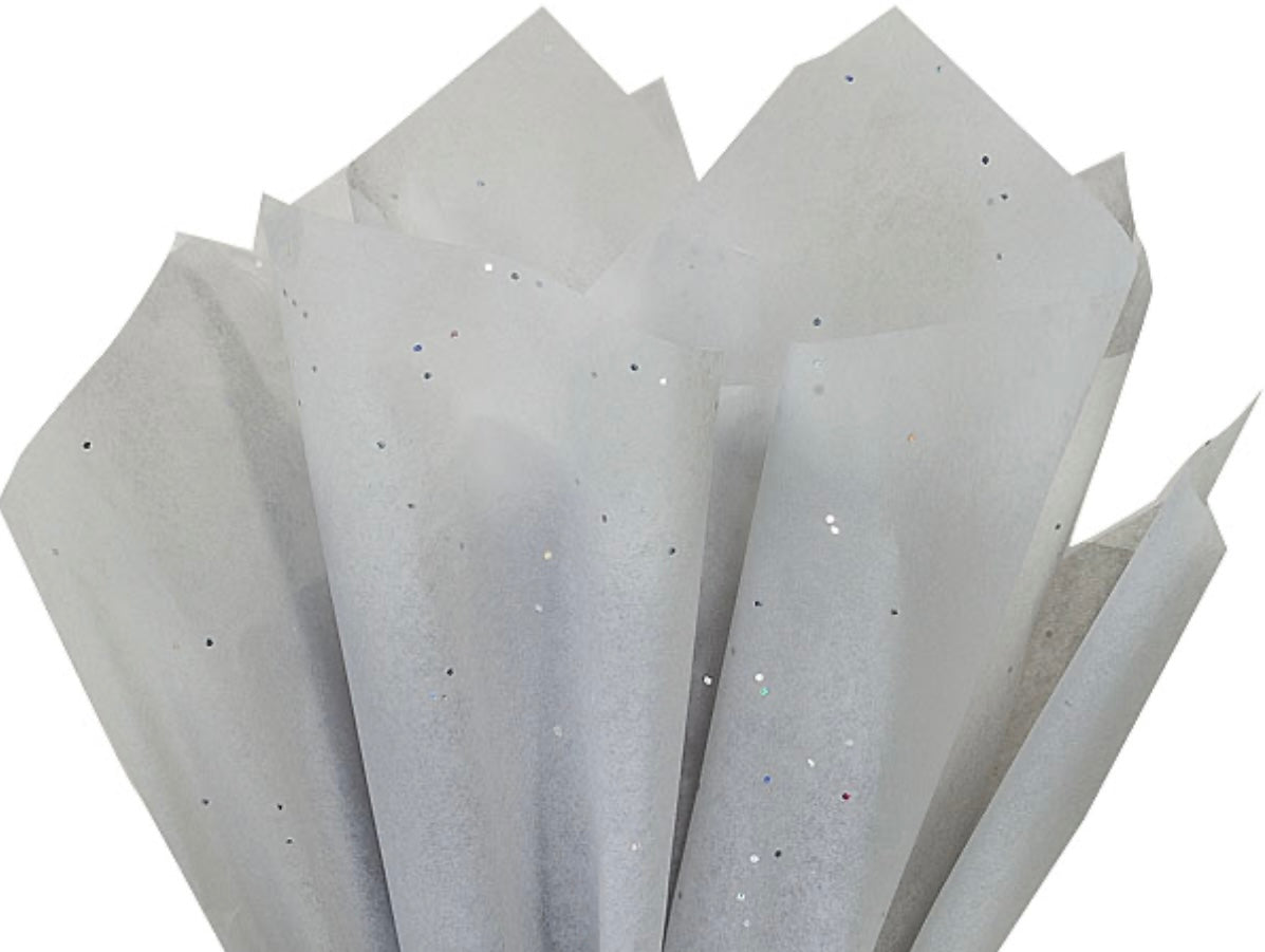 Premium Silver Glitter Tissue Paper Sheets - Sparkle Gift Wrap (100 Pack)