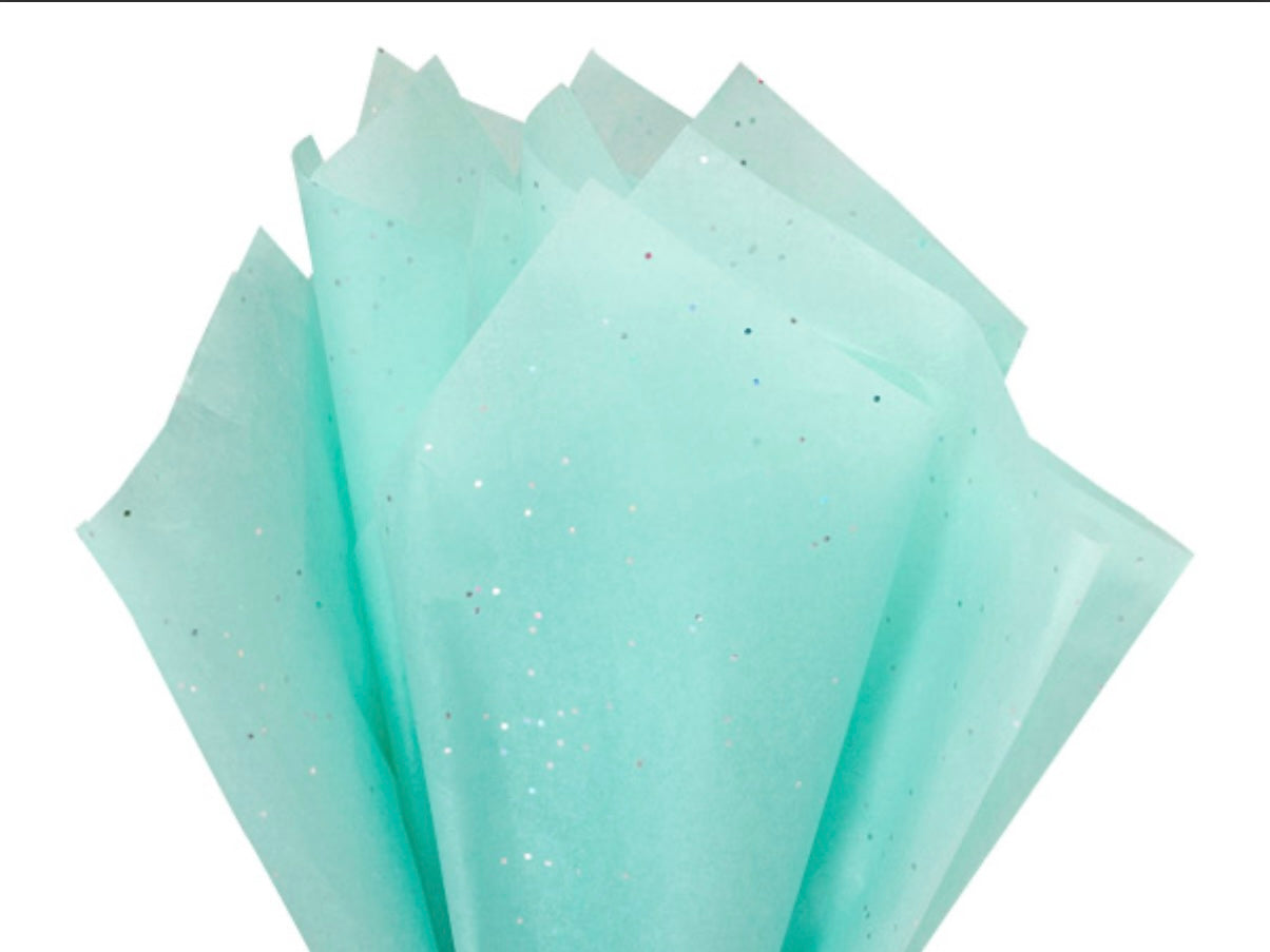 Premium Teal Glitter Tissue Paper Sheets - Sparkle Gift Wrap (100 Pack)
