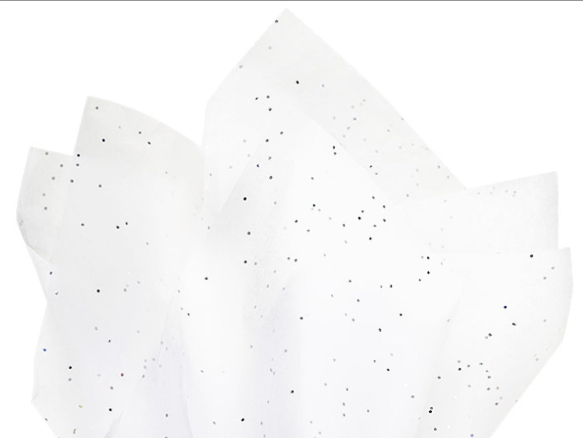 Premium White Glitter Tissue Paper Sheets - Sparkle Gift Wrap (100 Pack)