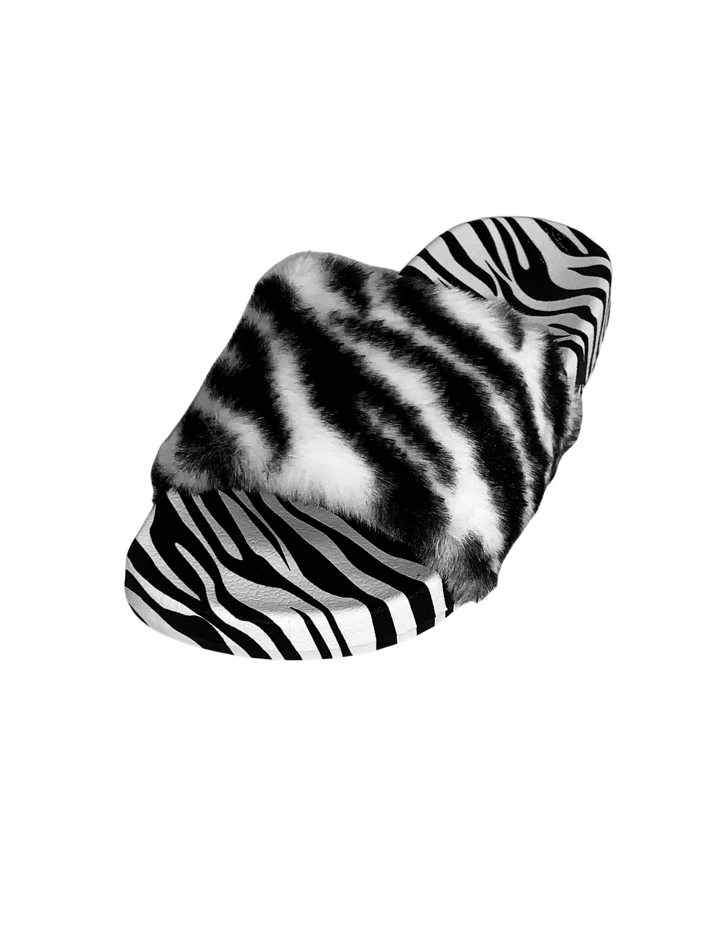 Tiger Print Faux Fur Slides - Animal Print Slip-On Slippers