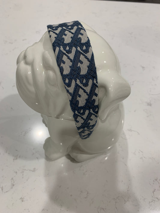 Luxury Wide Letter Headband Blue Fabric Headband