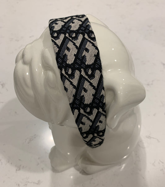 Luxury Wide Letter Headband Blue Black Fabric Headband