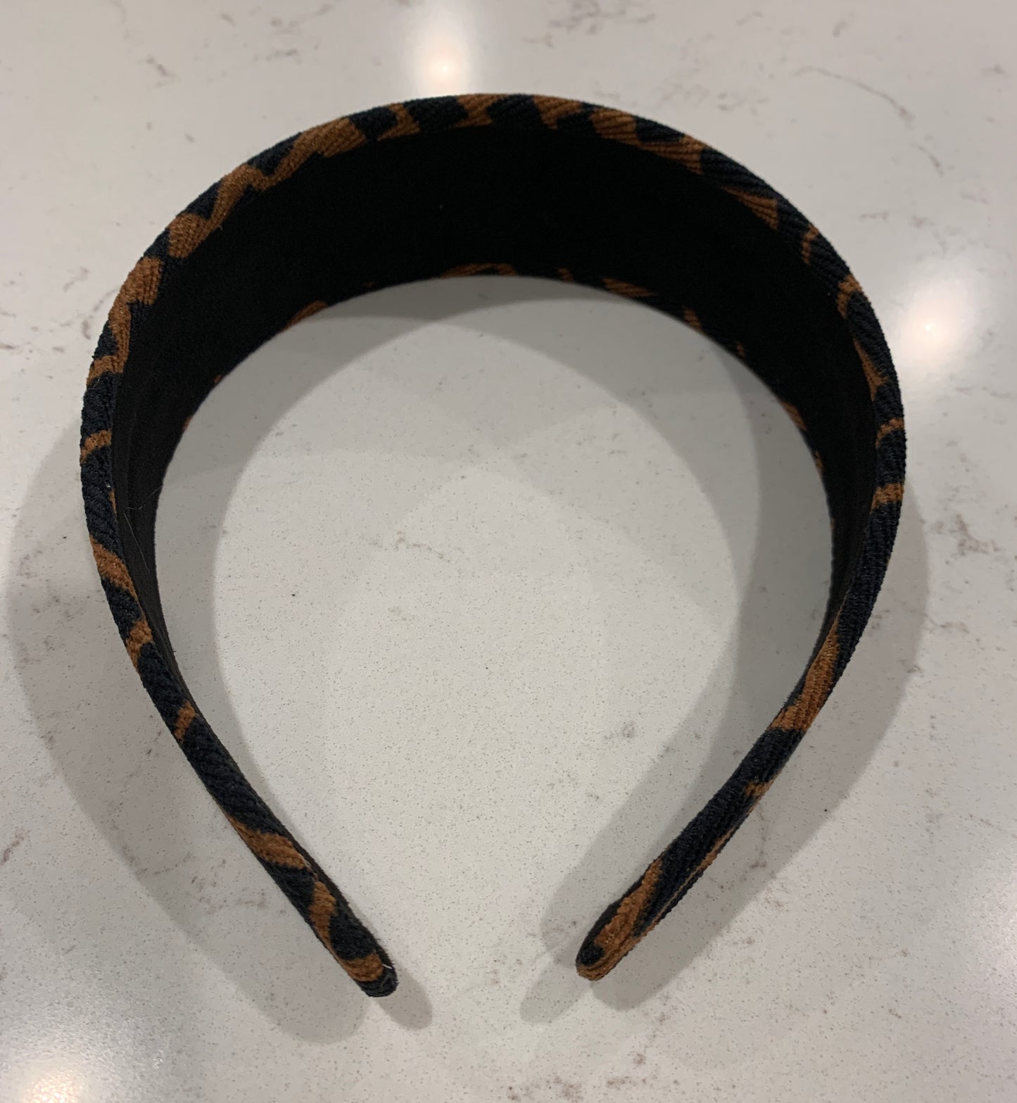 Luxury Wide Letter F Headband  Brown Black Fabric Headband