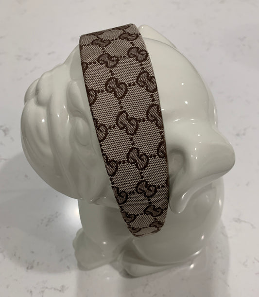 Luxury Wide Letter G Headband Beige Fabric Headband