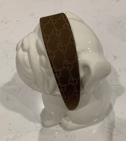 Luxury Wide Letter G Headband Brown Fabric Headband