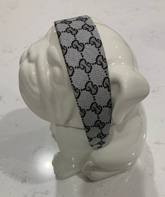 Luxury Wide Letter G Headband Gray Fabric Headband