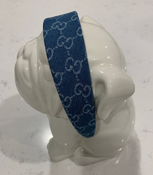 Luxury Wide Letter G Headband Medium Blue Denim Fabric Headband
