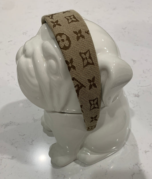 Luxury Wide Letter Headband Beige Fabric Headband
