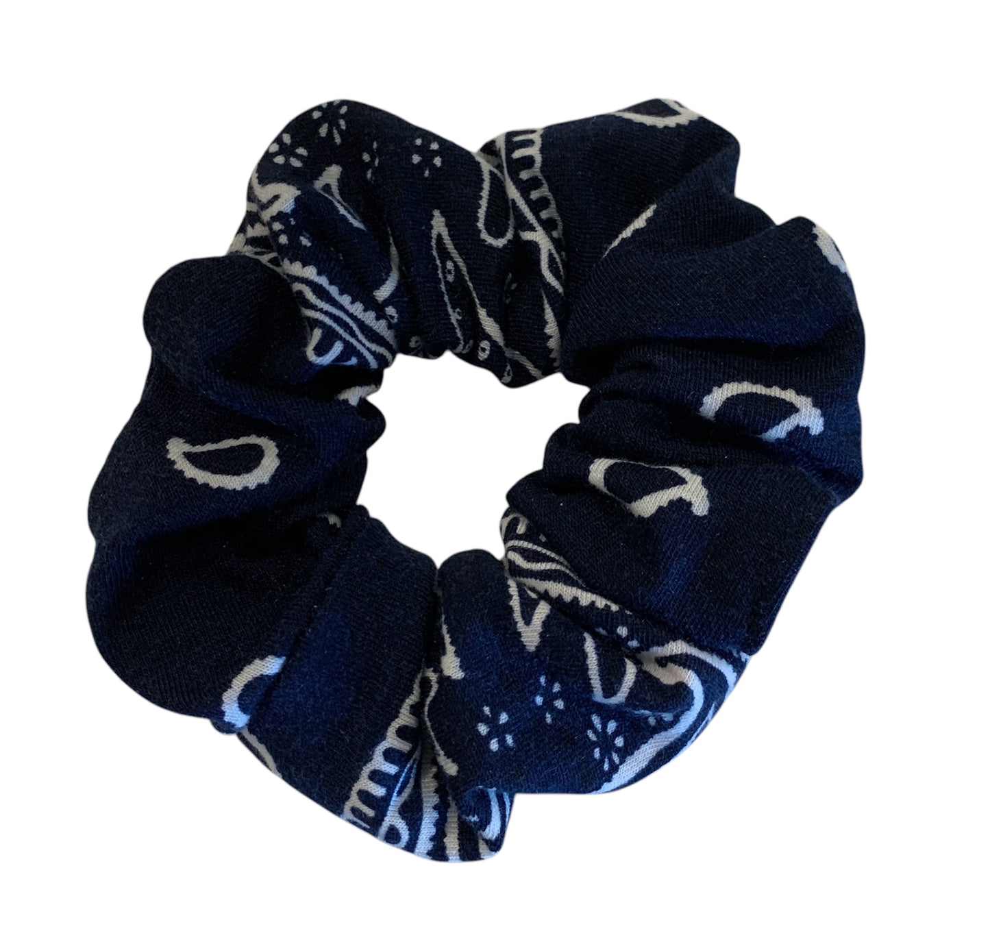 Bandana Scrunchies Cotton Paisley Hair Ties Navy 6 Pack