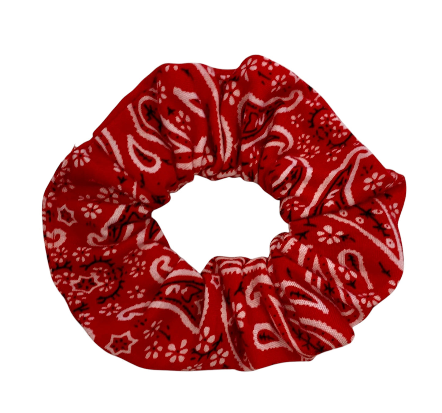 Bandana Scrunchies Cotton Paisley Hair Ties Red 6 Pack