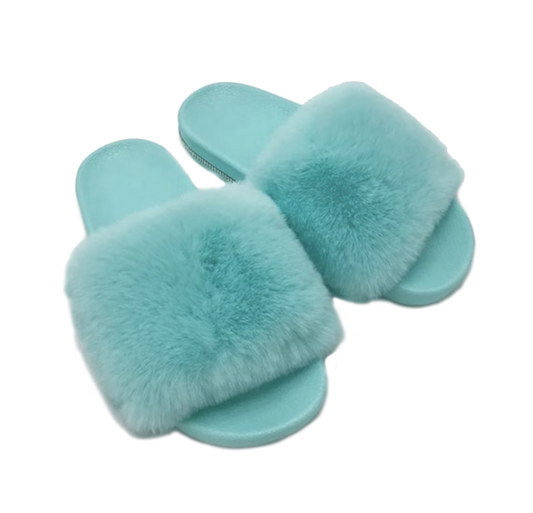 Plush Faux Fur Crystal Bling Slides Slippers Rhinestone