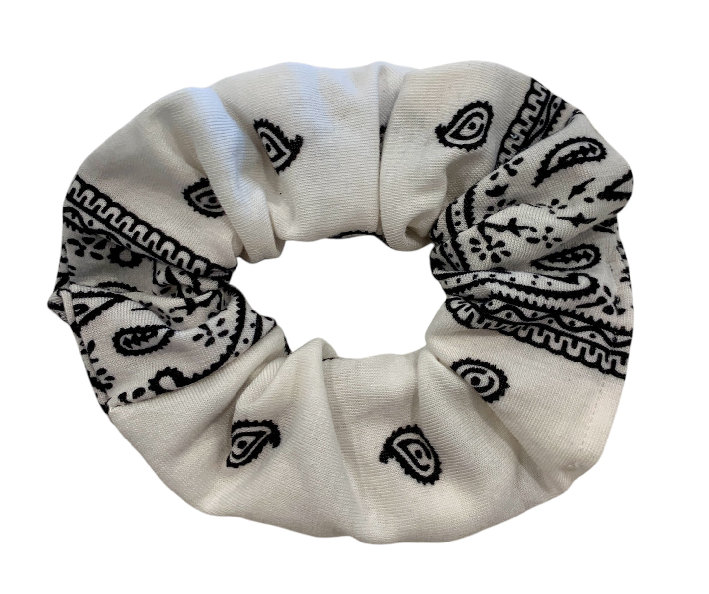 Bandana Scrunchies Cotton Paisley Hair Ties White 6 Pack