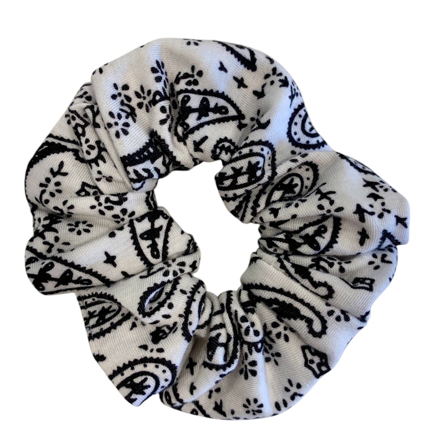 Bandana Scrunchies Cotton Paisley Hair Ties White 6 Pack